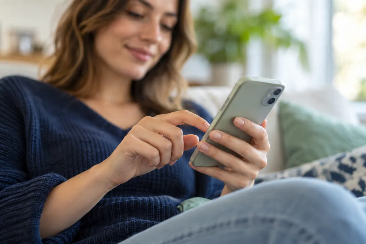 Woman applying for treatment financing on her phone